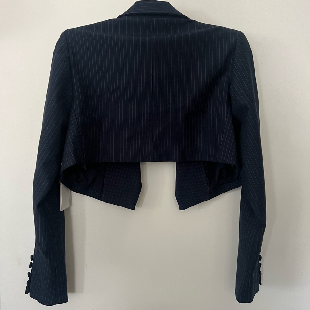 Good American Cropped Navy Pinstripe Blazer - Picture 5 of 5